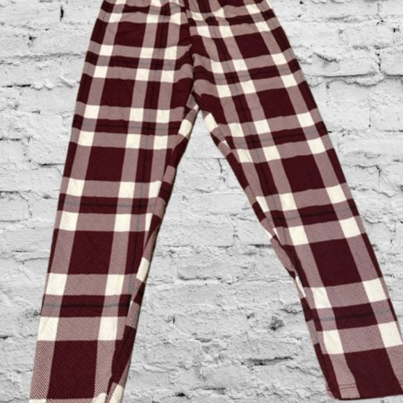 Burgundy & Cream Plaid Leggings P630132X - Picture 2 of 5